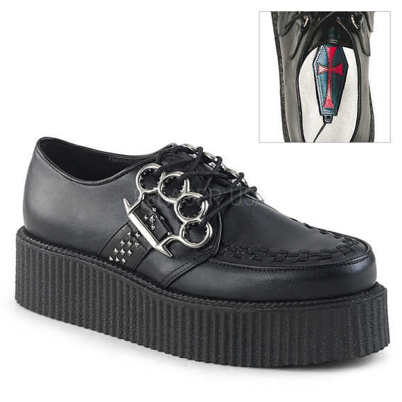Mens Goth Platform Brass Knuckles Creeper Shoes - Picture 2 of 5